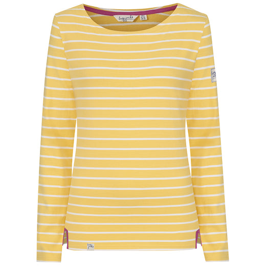 LJ97 - Ladies Long Sleeve Stripe Breton Top - Lemon