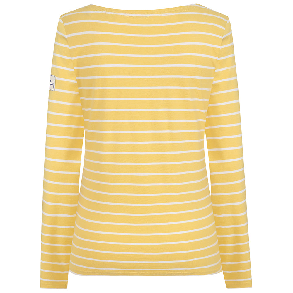LJ97 - Ladies Long Sleeve Stripe Breton Top - Lemon
