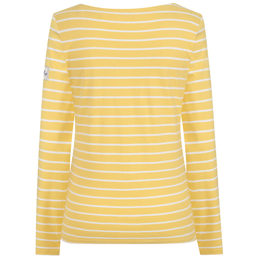 LJ97 - Ladies Long Sleeve Stripe Breton Top - Lemon