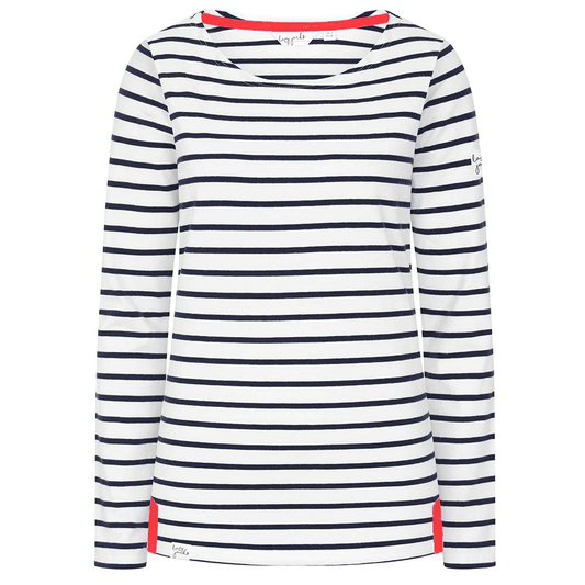 LJ97 - Ladies Striped Breton Top - White