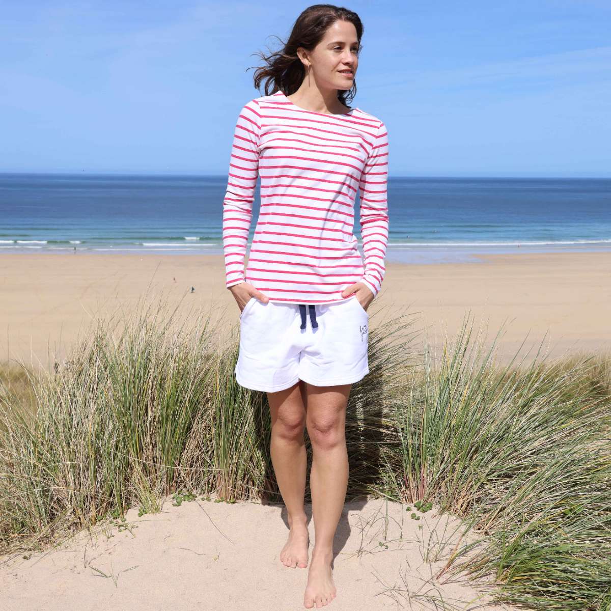 LJ97 - Long Sleeve Striped Breton - Cherry