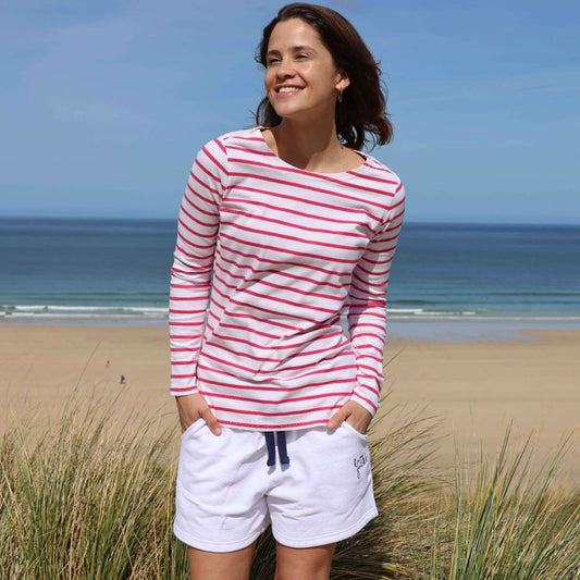 LJ97 - Long Sleeve Striped Breton - Cherry