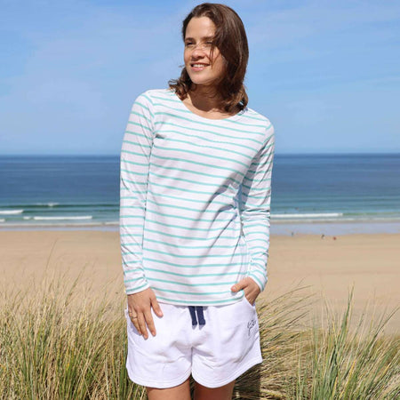 LJ97 - Long Sleeve Striped Breton - Peppermint