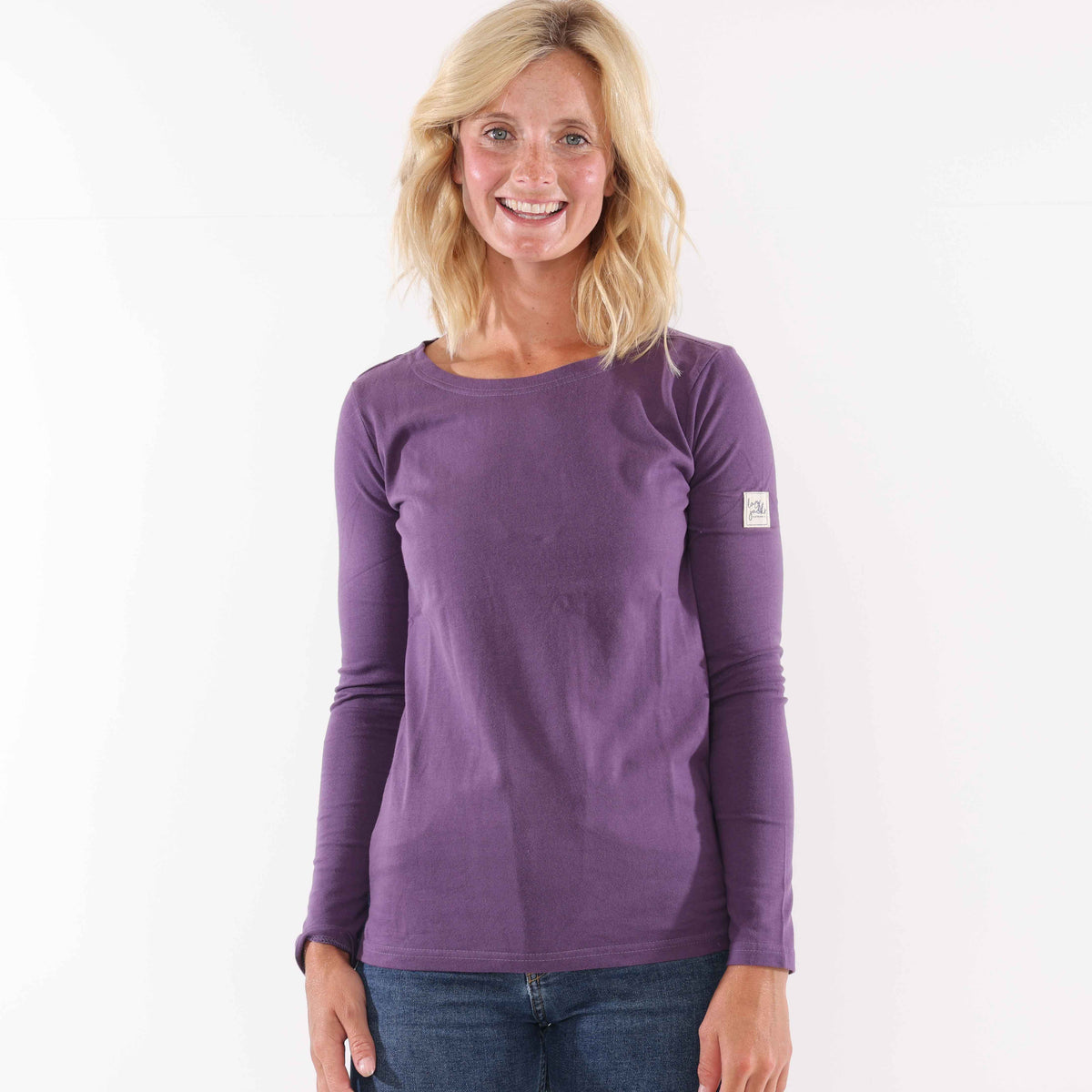 LJ98 - Plain Long Sleeve Top - Loganberry