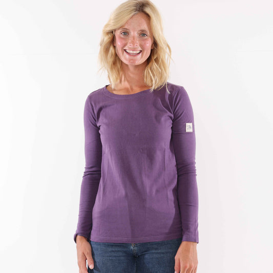 LJ98 - Plain Long Sleeve Top - Loganberry