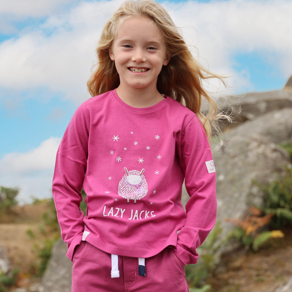 LJ99C - Girls Long Sleeve Printed Top - Honeysuckle