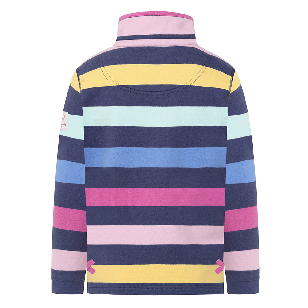 LJ35C - Girls Striped 1/4 Zip Sweatshirt - Twilight Multi