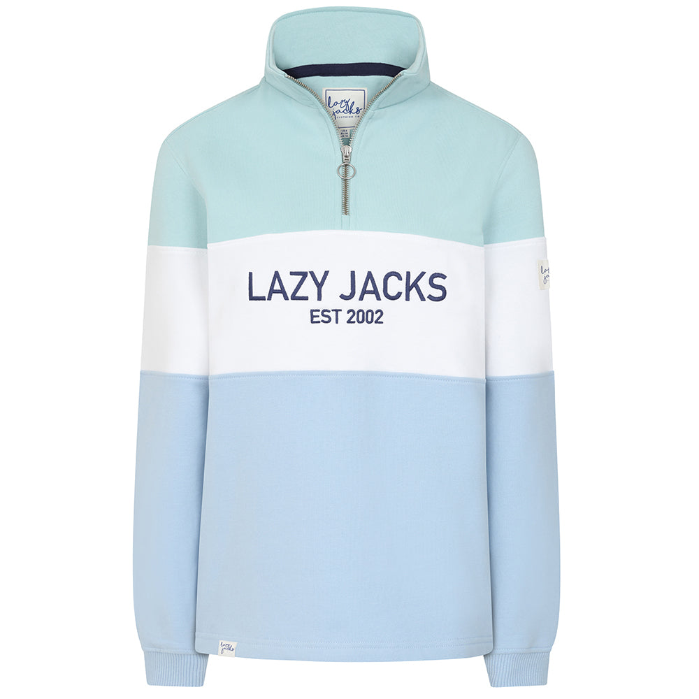 LJ322 - Ladies Quarter Zip Sweatshirt - Sky/Mint