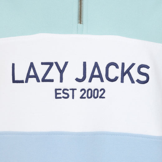 LJ322 - Ladies Quarter Zip Sweatshirt - Sky/Mint