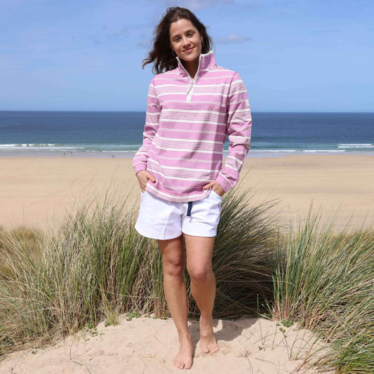 LJ350S - Pique 1/4 Zip Stripe Sweatshirt - Pink