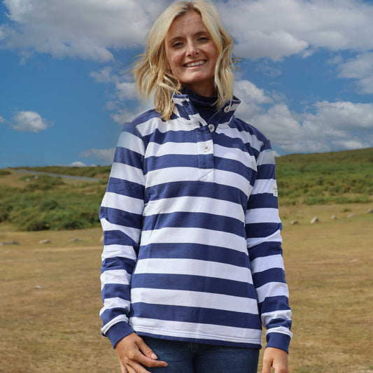 LJ6 - Ladies Button Neck Sweatshirt - Twilight