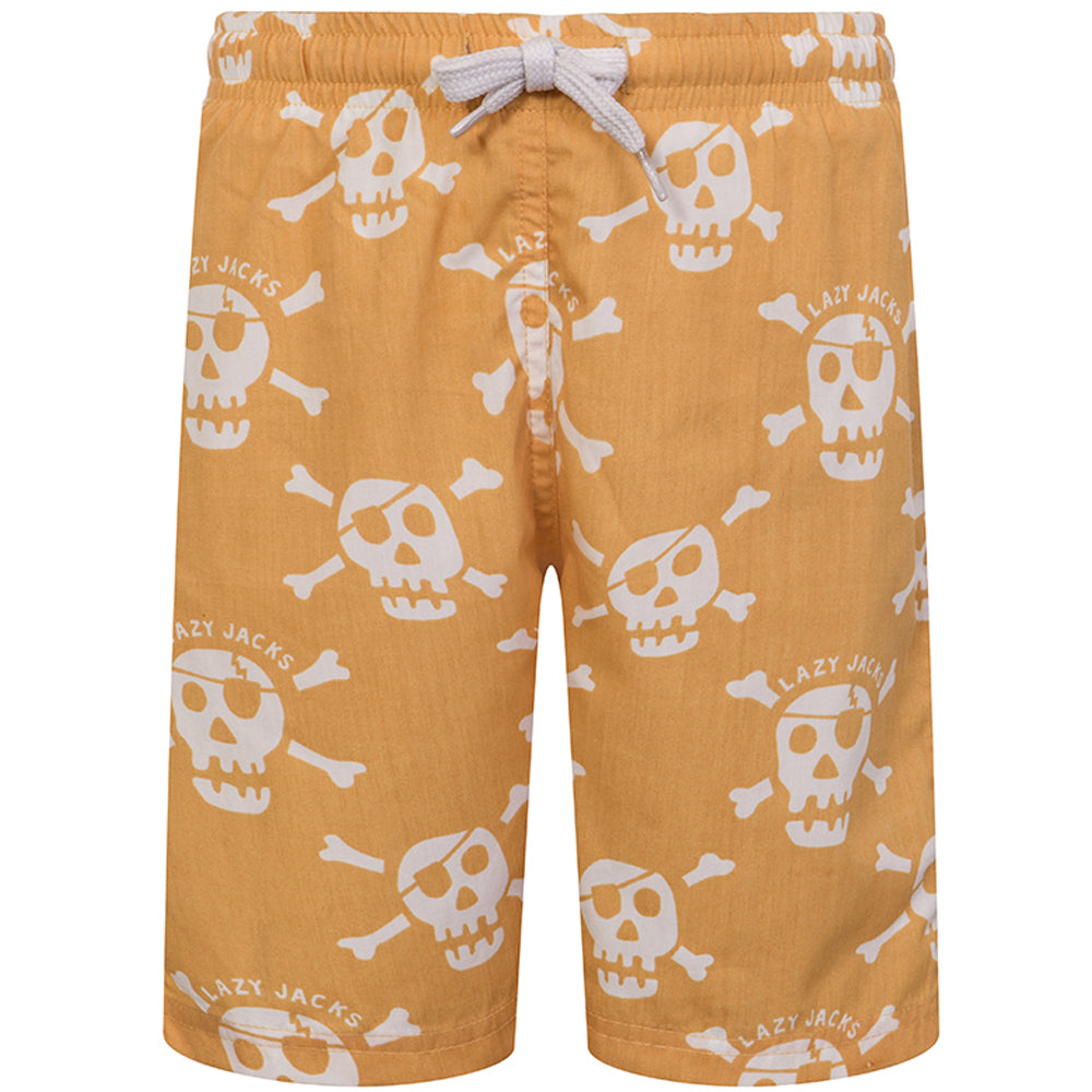 LJ89C - Boys Printed Board Shorts - Yellow