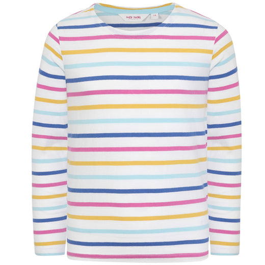 LJ97C - Girls Striped Breton Top - Orchid Multi