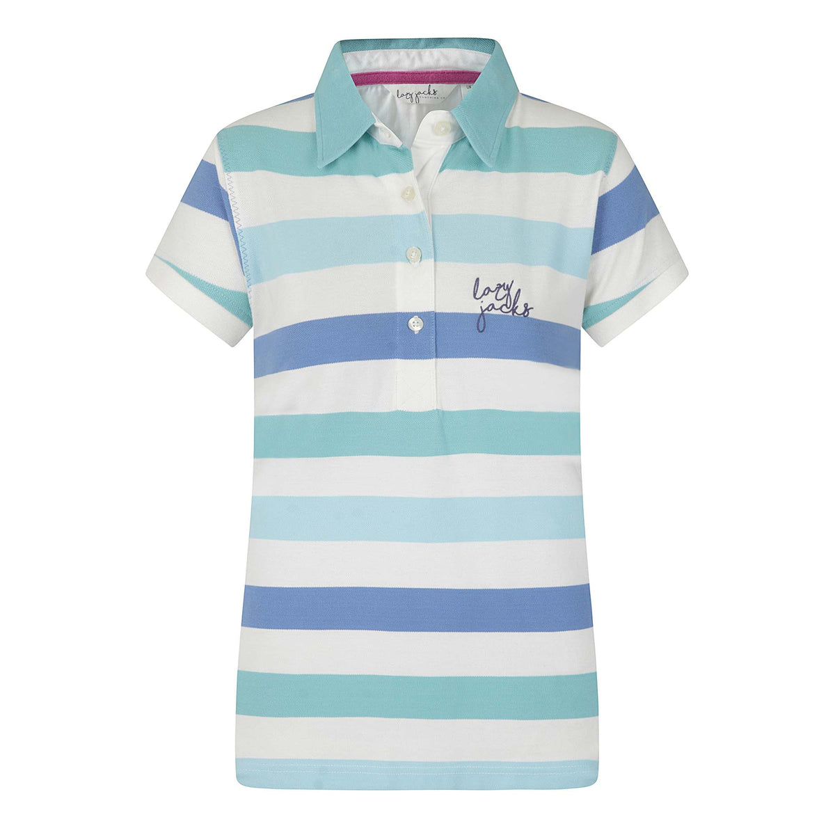 LJ22E - Ladies Striped Polo - Turquoise