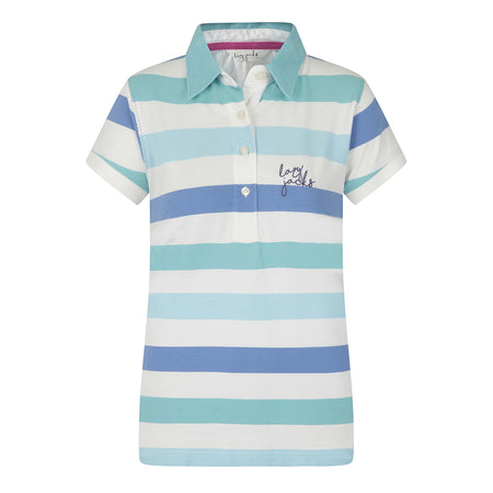 LJ22E - Ladies Striped Polo - Turquoise
