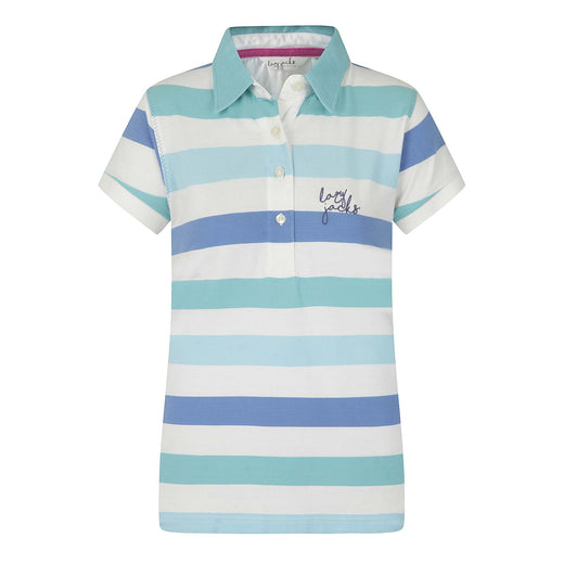 LJ22E - Ladies Striped Polo - Turquoise