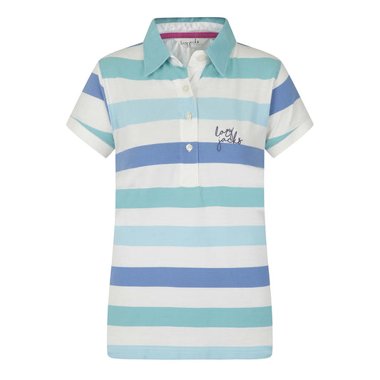 LJ22E - Ladies Striped Polo - Turquoise