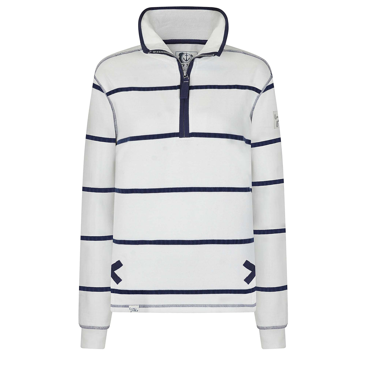 LJ35 - Ladies' Striped 1/4 Zip Sweatshirt - White