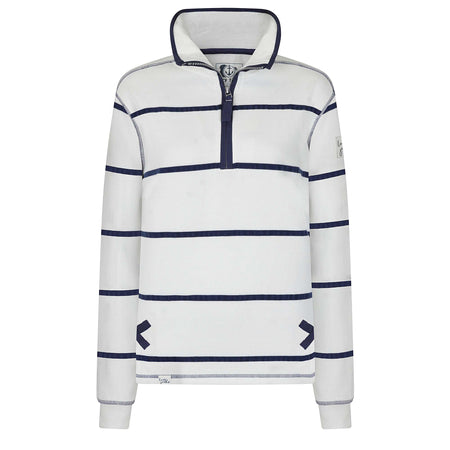 LJ35 - Ladies' Striped 1/4 Zip Sweatshirt - White