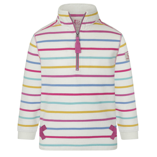 LJ3SC - Girls Striped Quarter Zip Sweatshirt - Periwinkle
