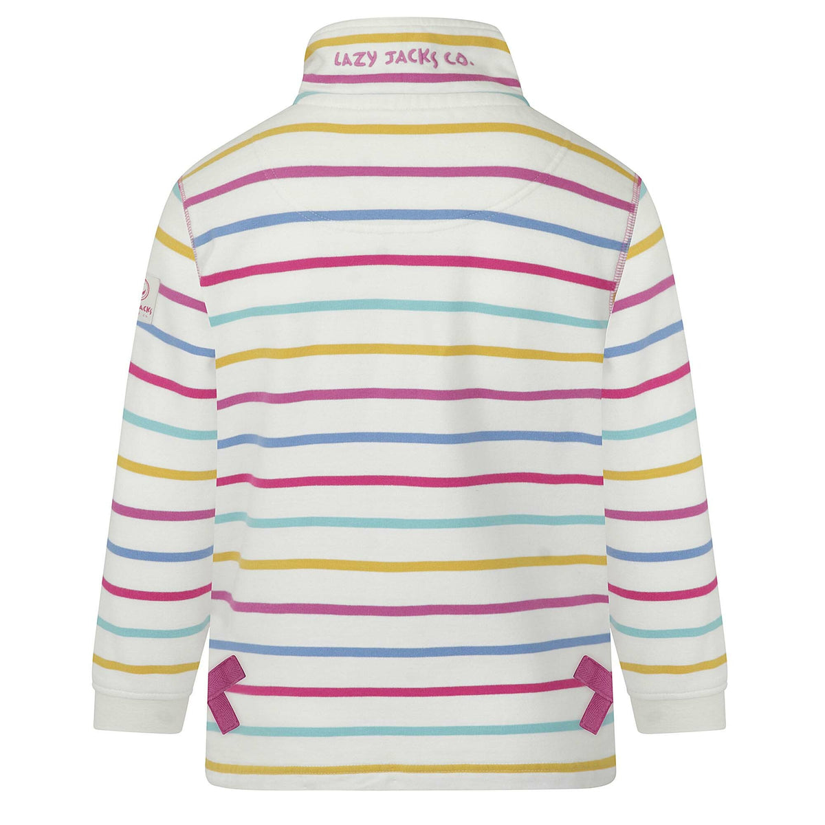 LJ35C - Girls 1/4 zip Stripe Sweatshirt - Periwinkle