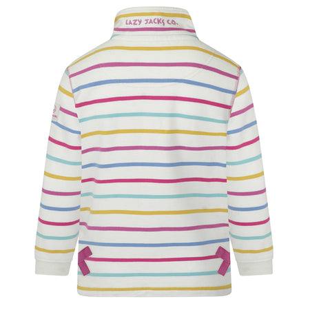 LJ35C - Girls 1/4 zip Stripe Sweatshirt - Periwinkle