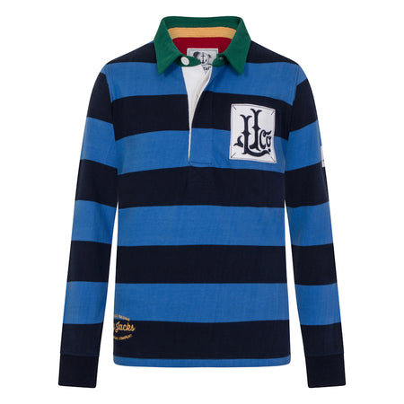 LJ79CE - Boys Striped Rugby Shirt - Deep Sea