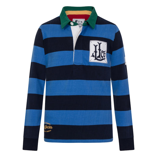 LJ78CE - Boys Striped Rugby Shirt - Deep Sea