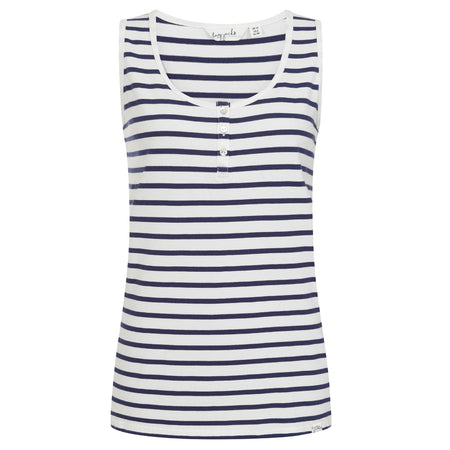 LJ110 - Ladies Cotton Cami - White Marine Stripe