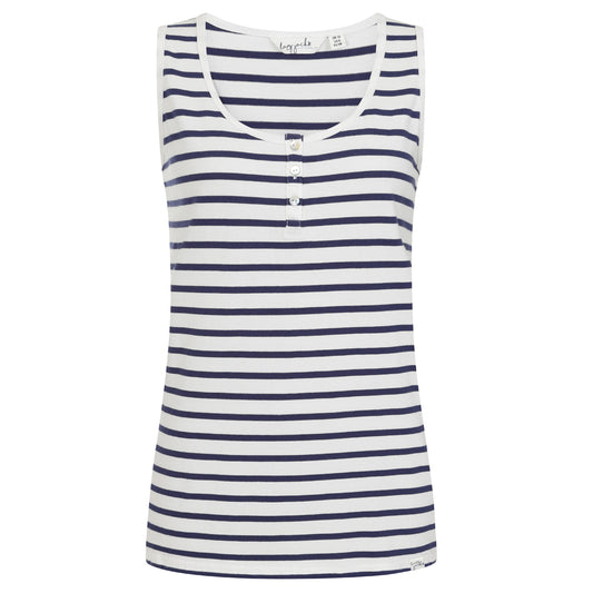 LJ110 - Ladies Cotton Cami - White Marine Stripe