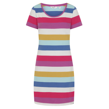 LJ115 - Ladies Striped T-Shirt Dress - Multi