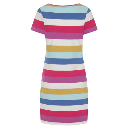 LJ115 - Ladies Striped T-Shirt Dress - Multi