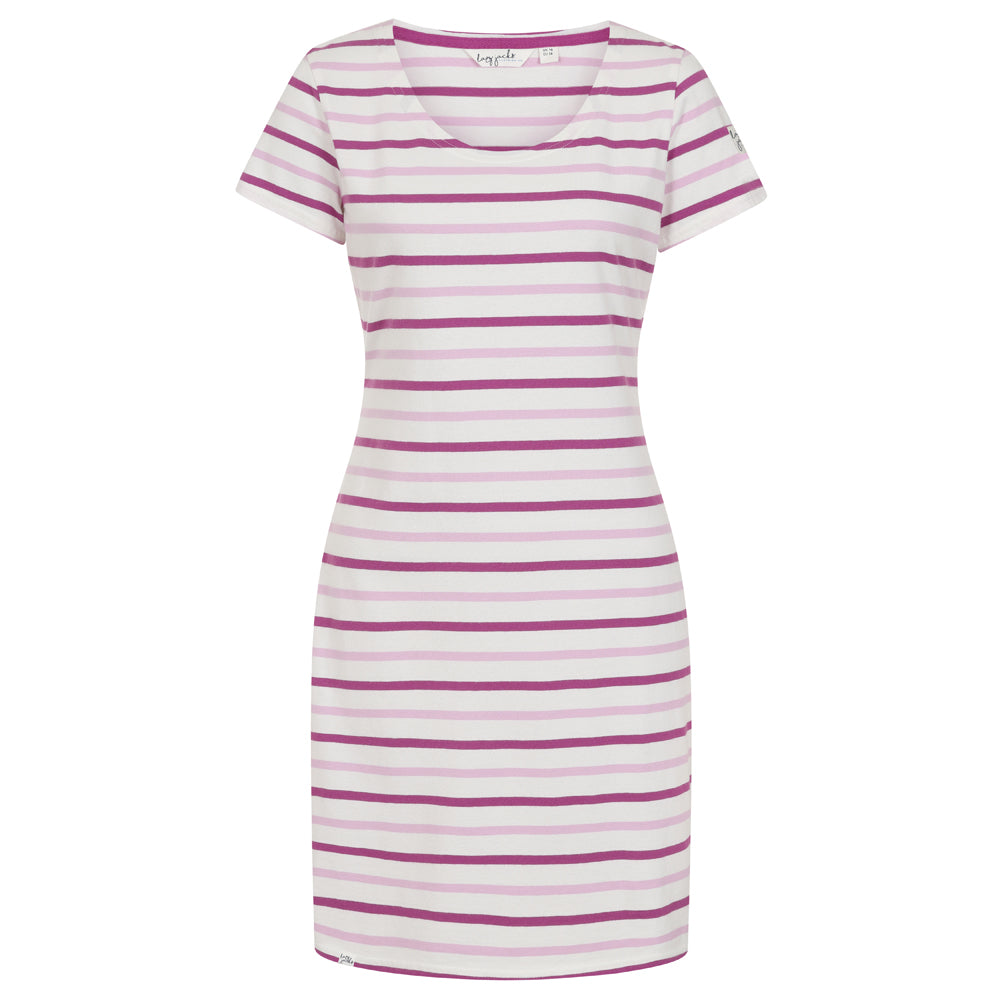 LJ115 - Striped T-Shirt Dress - Pink
