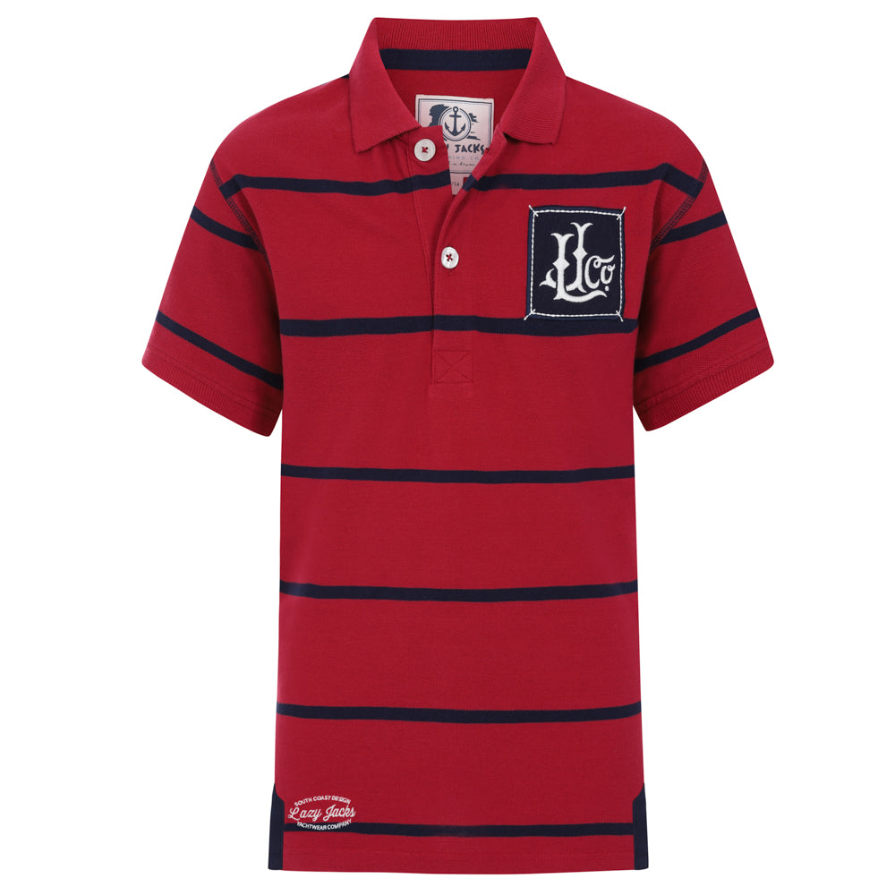 LJ18C - Boy's Striped Polo Shirt - Crimson