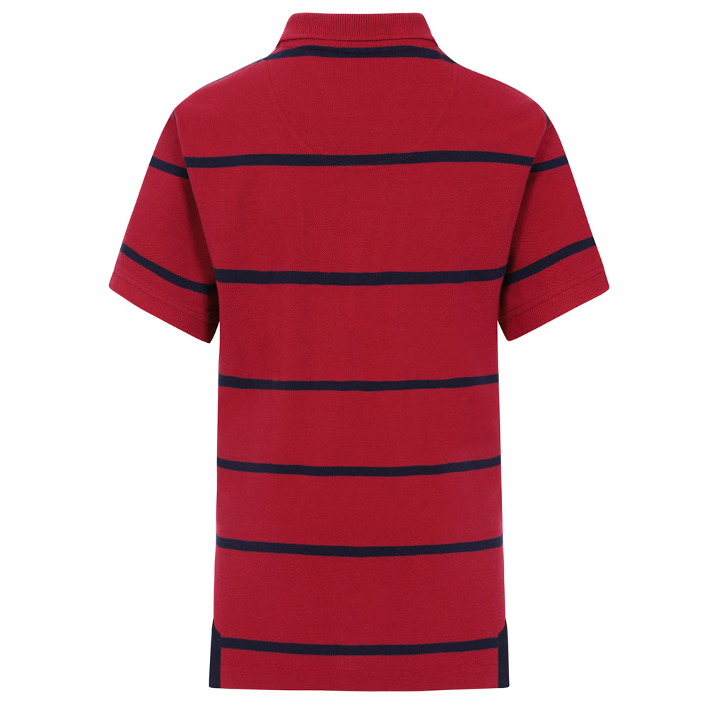 LJ18C - Boy's Striped Polo Shirt - Crimson