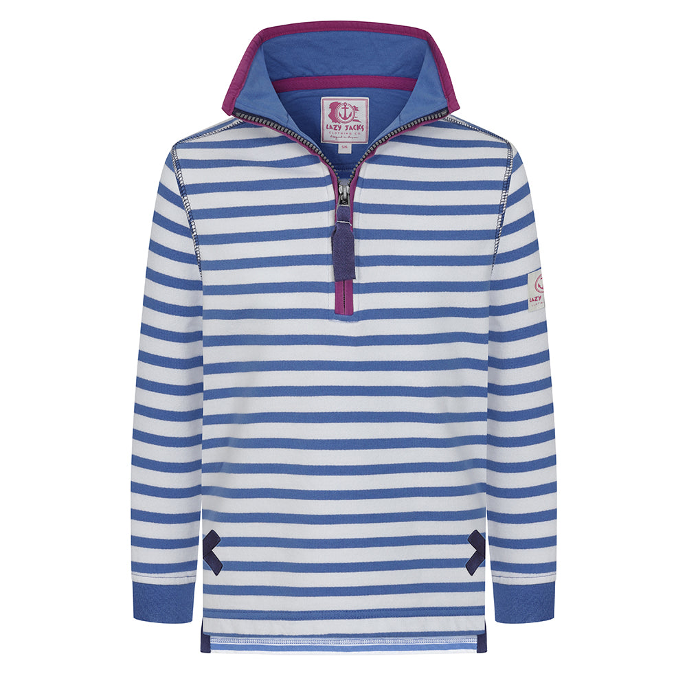 LJ35C - Striped 1/4 Zip Sweatshirt - Sapphire