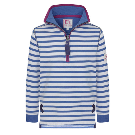 LJ35C - Striped 1/4 Zip Sweatshirt - Sapphire