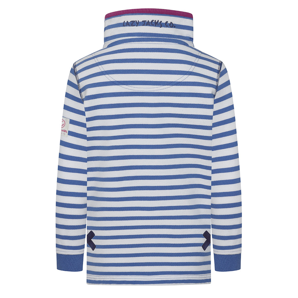 LJ35C - Striped 1/4 Zip Sweatshirt - Sapphire