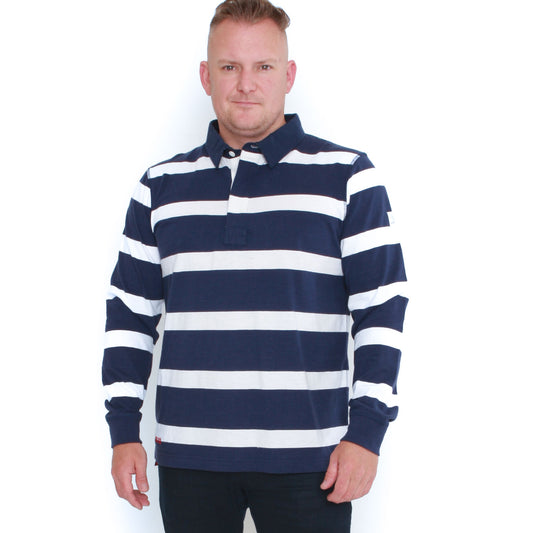 LJ78 - Men's Striped Rugby Shirt - Marine