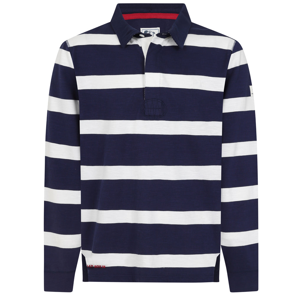 LJ78 - Men's Striped Rugby Shirt - Marine