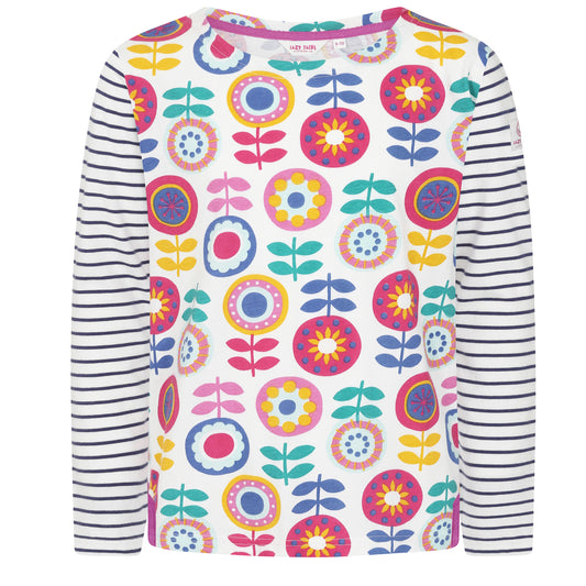 LJ97CP - Girls Patterned Breton Top - Kaleidoscope