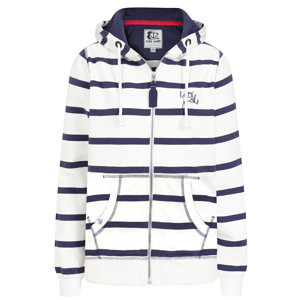 LJ101S - Ladies Striped Full Zip Hoody - Twilight