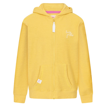 LJ102C - Girls Textured Hooded Zip Thru Sweatshirt - Lemon