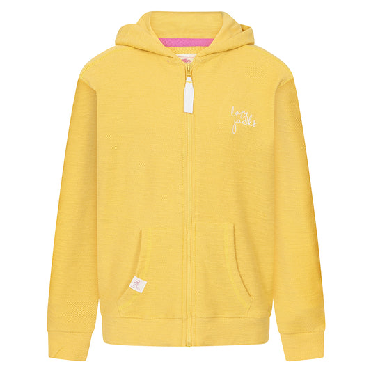 LJ102C - Girls Textured Hooded Zip Thru Sweatshirt - Lemon