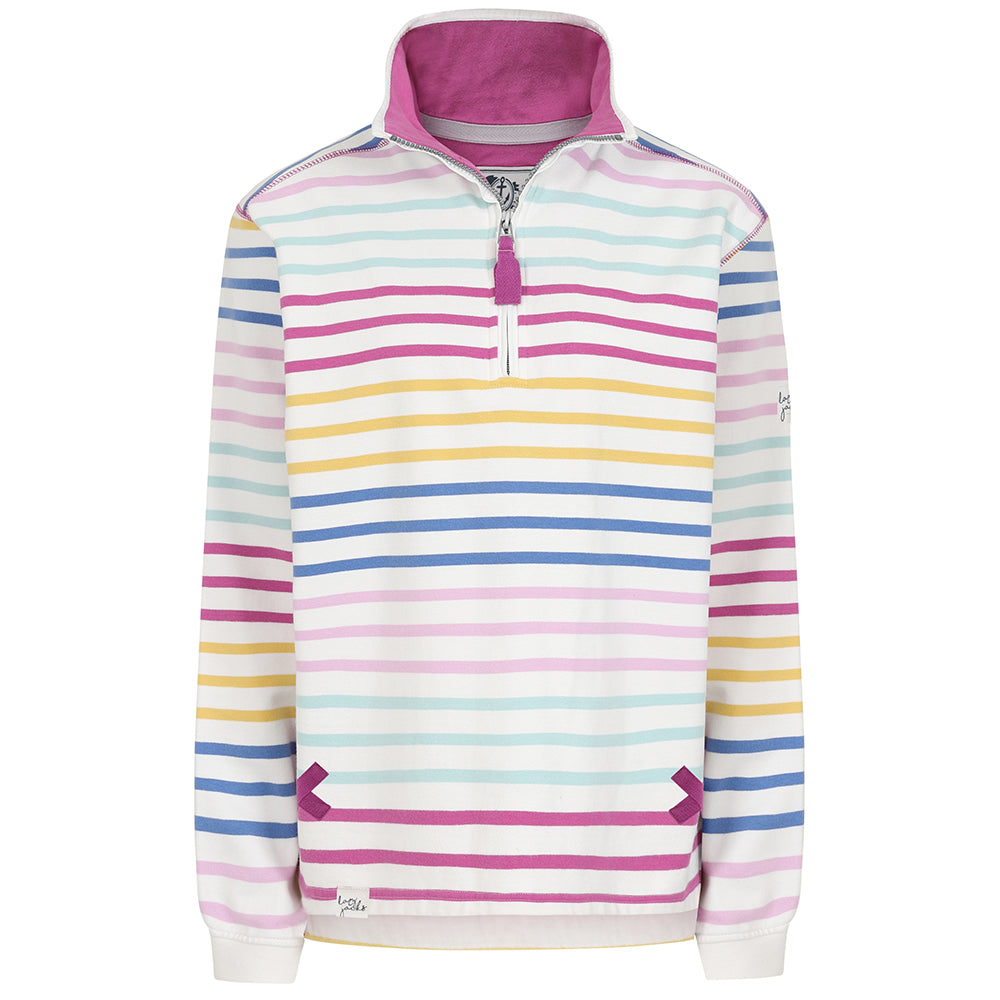 LJ35 - Ladies' Striped 1/4 Zip Sweatshirt - Rainbow