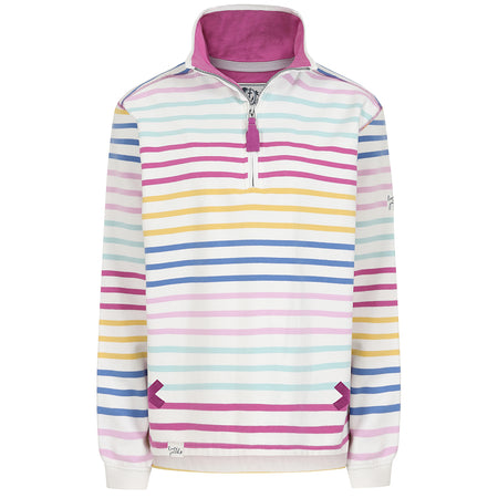 LJ35 - Ladies' Striped 1/4 Zip Sweatshirt - Rainbow