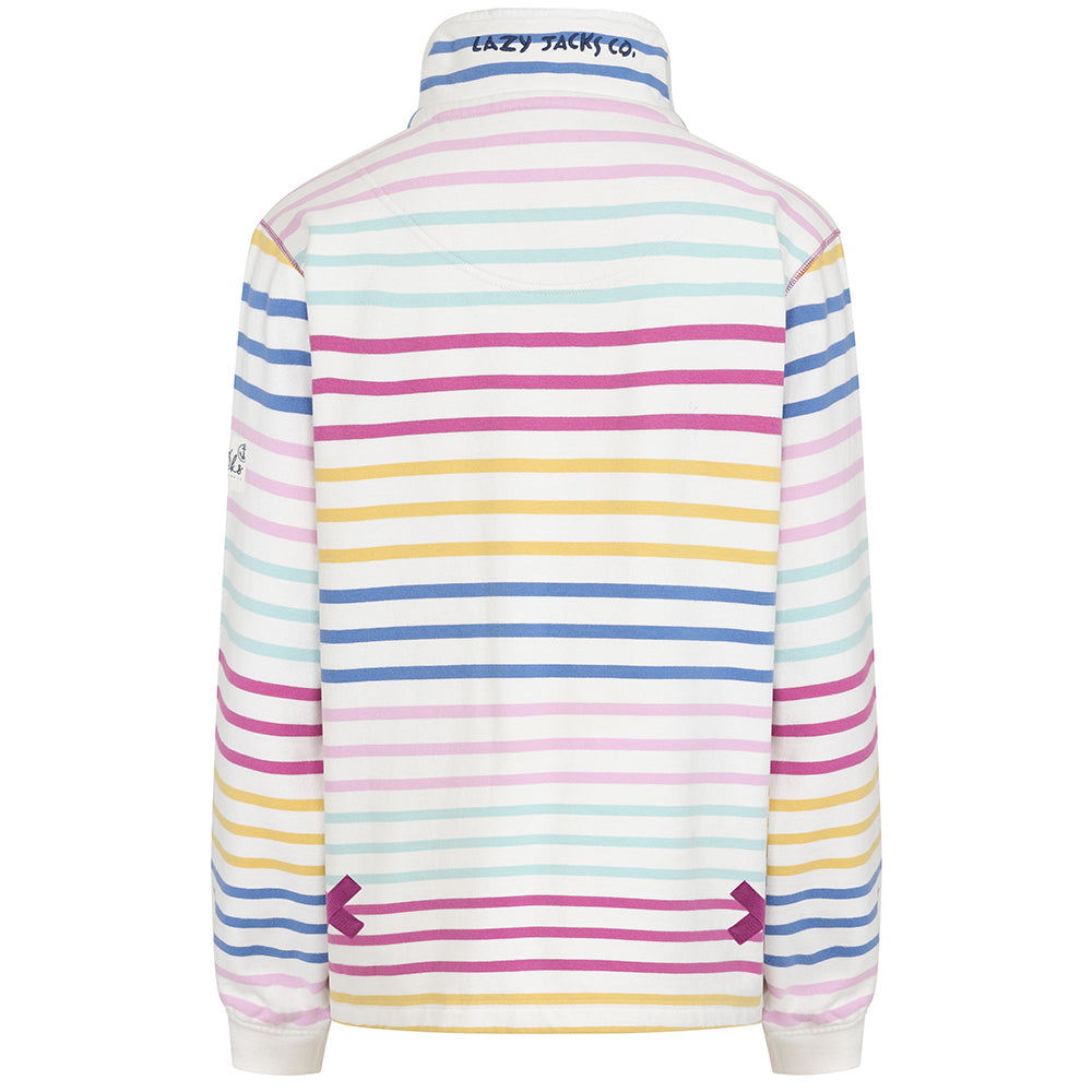 LJ35 - Ladies' Striped 1/4 Zip Sweatshirt - Rainbow