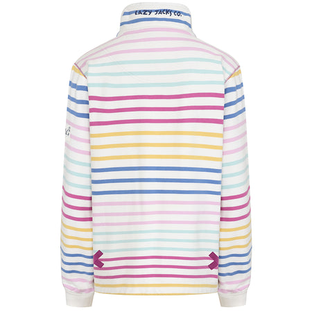 LJ35 - Ladies' Striped 1/4 Zip Sweatshirt - Rainbow