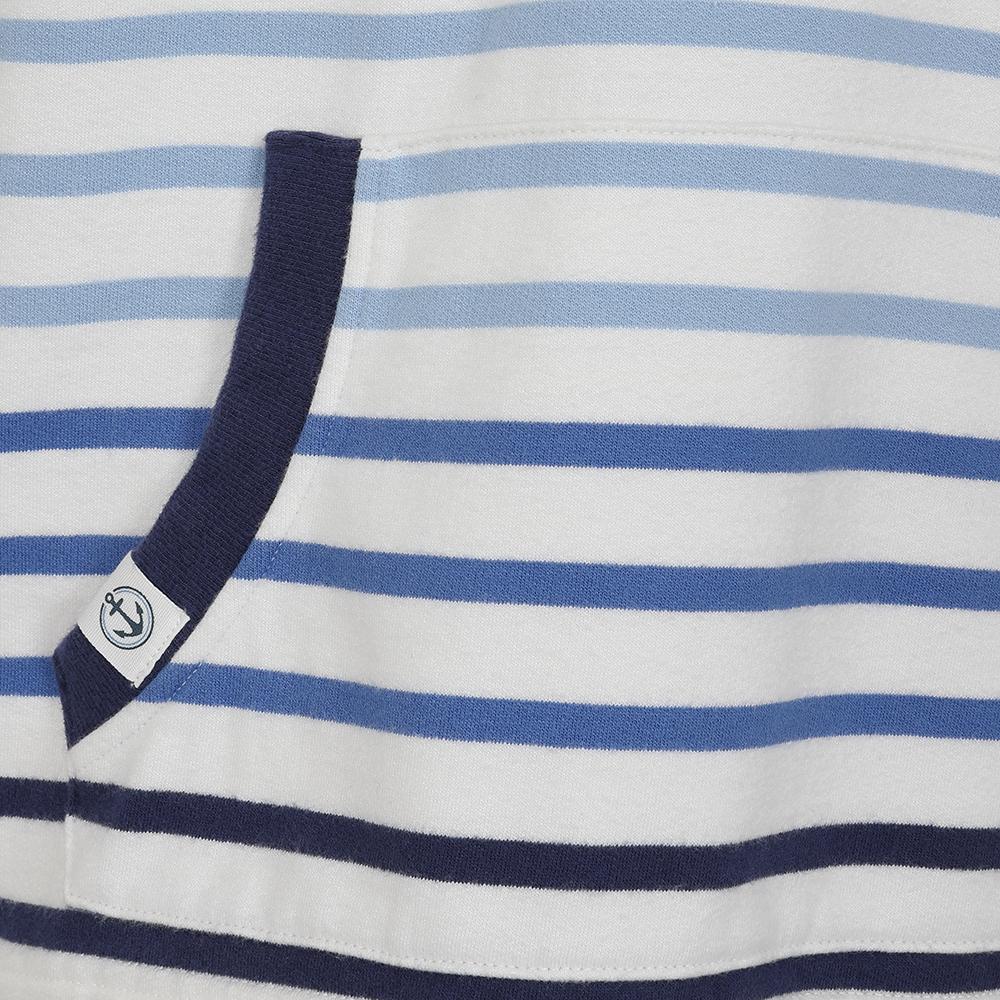 LJ36 - Button Neck Hooded Sweatshirt - Stripe