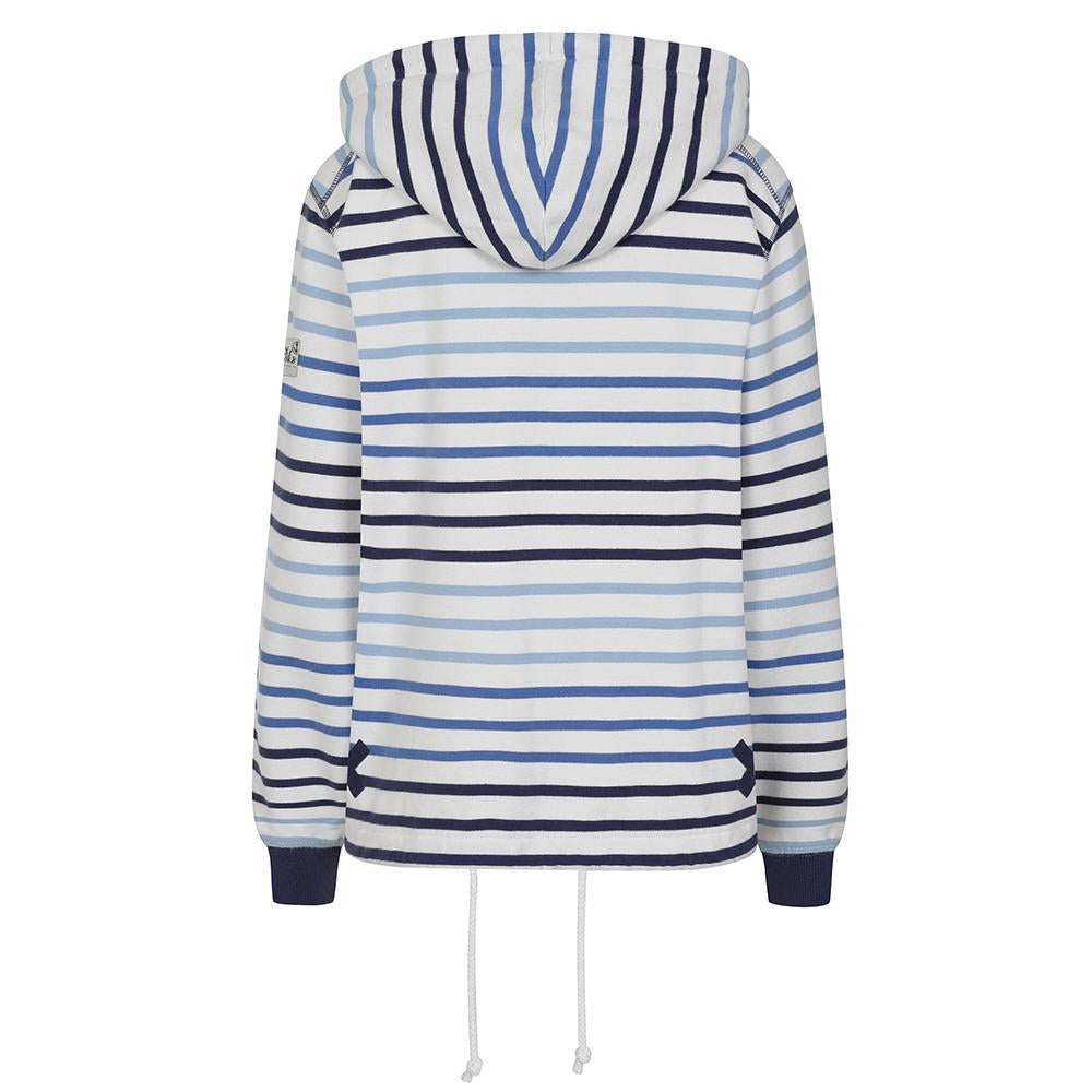 LJ36 - Button Neck Hooded Sweatshirt - Stripe